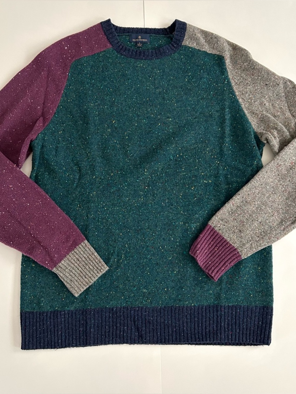 Brooks Brothers Lambswool Colorblock Sweater - Size L - Mens